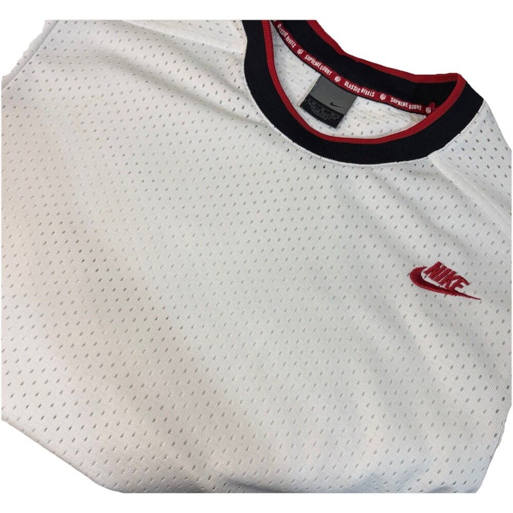 Vintage Nike Supreme Court Mesh Basketball Jersey Vest White Classic Rivals Y2K